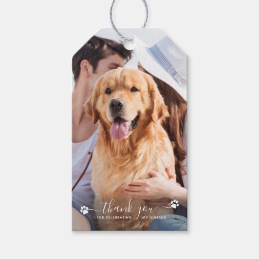 ありがとうごパーソナライズされた愛玩犬結婚式の引き出物 ギフトタグ (正面)