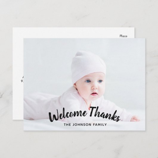 ありがとうごベビー誕生発表写真はがき ポストカード (正面/裏面)