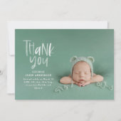 ありがとうご書手モダン写真誕生 案内状 (正面)