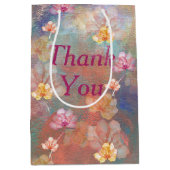 ありがとうご絵を描抽象芸術と花 ミディアムペーパーバッグ (正面)