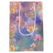 ありがとうご絵を描抽象芸術と花 ミディアムペーパーバッグ (裏面)