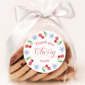 ありがとうさくらんぼ多くのブルーベビーシャワー ラウンドシール
