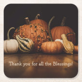ありがとうすべての恵み | 秋収穫 スクエアペーパーコースター (正面)