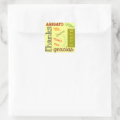 ありがとうたくさんの言語でタイポグラフィデザイン スクエアシール (バッグ)