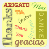 ありがとうたくさんの言語でタイポグラフィデザイン スクエアシール (正面)