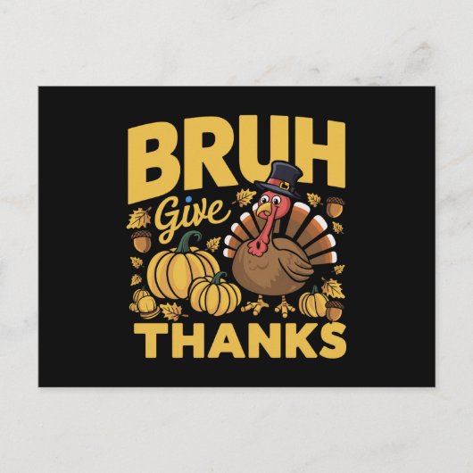 ありがとうって感じの面白い感謝祭のターキー ブラフ メム ポストカード (正面)