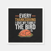 ありがとうと与え家族に鳥を渡す スタンダードカクテルナプキン (正面)