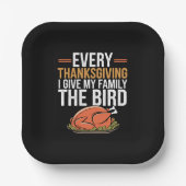 ありがとうと与え家族に鳥を渡す ペーパープレート (正面)