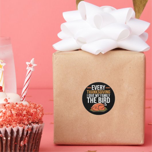 ありがとうと与え家族に鳥を渡す ラウンドシール (パーティー)