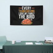 ありがとうと与え家族に鳥を渡す 横断幕 (トレードショー)