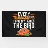 ありがとうと与え家族に鳥を渡す 横断幕 (横)