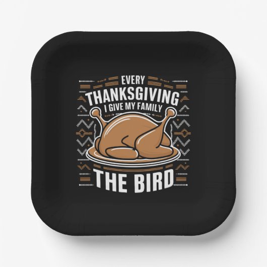 ありがとうと与え家族は鳥が醜い ペーパープレート (正面)
