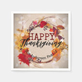 ありがとうと秋のリースが盛り上がる スタンダードカクテルナプキン (正面)