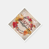 ありがとうと秋のリースが盛り上がる スタンダードカクテルナプキン (角)