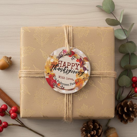 ありがとうと秋のリースが盛り上がる フェイバータグ