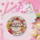 ありがとうと秋のリースが盛り上がる ペーパープレート (パーティー)