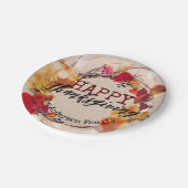 ありがとうと秋のリースが盛り上がる ペーパープレート (アングル)