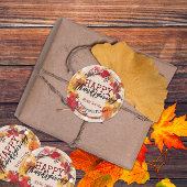 ありがとうと秋のリースが盛り上がる ラウンドシール