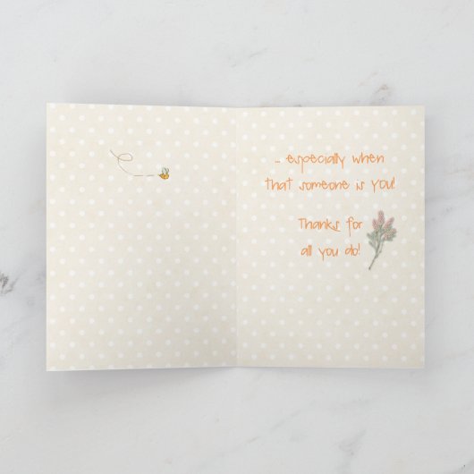 ありがとうのベビーシッターのくまおよびバニー サンキューカード (内部)