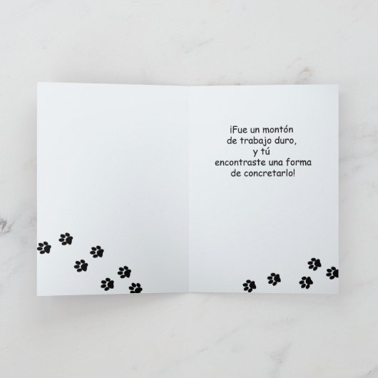 ありがとうの仕事のよくできていたスペイン語、パグ犬 サンキューカード (内部)