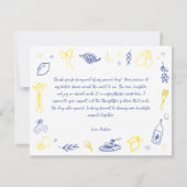 ありがとうの手描きイタリアンウェディングシャワーカード サンキューカード (裏面)