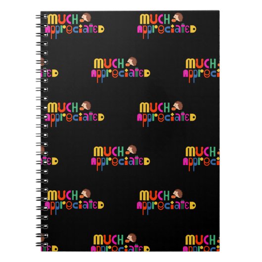 ありがとうの気持ちを表すギフト 黒 カラフル 大切にしています ノートブック (正面)