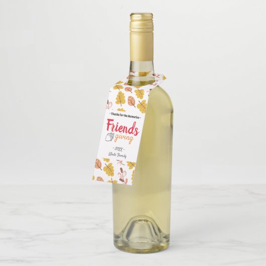 ありがとうのFriendsgivingのギフト ボトルネックタグ (アングル)