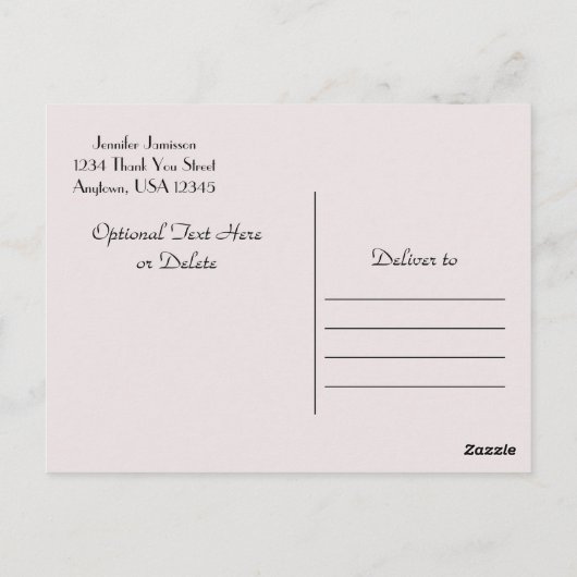 ありがとうはがき淡い色のピンクローズ ポストカード (裏面)