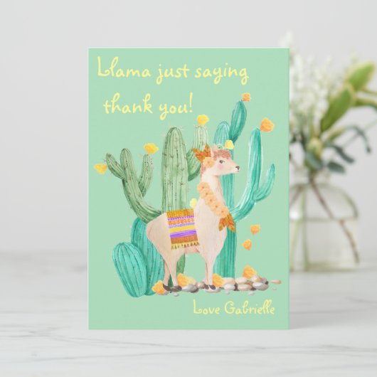 ありがとうを伝えるラマのカスタムカード - ラマのオリジナルカード サンキューカード (スタンド正面)