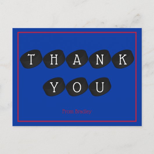 ありがとうアイスホッケーパックカスタムパーソナライズされた ポストカード (正面)