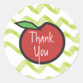 ありがとうアップル先生シェブロンをテーマにしたステッカー ラウンドシール (正面)