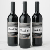 ありがとうアヒルの羽グレー黒の感謝 ワインラベル (ボトル)