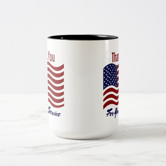 ありがとうアメリカ国旗のコーヒーマグ ツートーンマグカップ (中央)