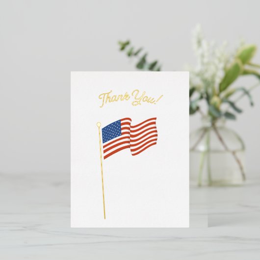 ありがとうアメリカ国旗の退役軍人 箔シーズンポストカード (立ち正面)