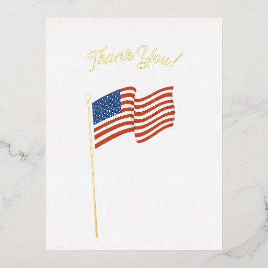 ありがとうアメリカ国旗の退役軍人 箔シーズンポストカード (正面)