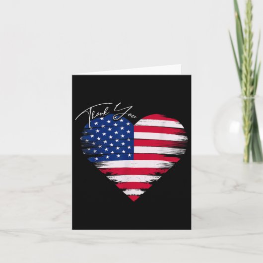 ありがとうアメリカ国旗ハートアメリカ愛国記念品 カード (正面)