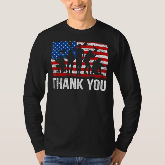 ありがとうアメリカ国旗Patriotic Solider America Memor Tシャツ (正面)