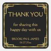 ありがとうアールデコブラックスクエアステッカー スクエアシール (正面)