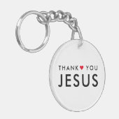 ありがとうイエス |キリストモダン教信仰ハート キーホルダー (正面左)