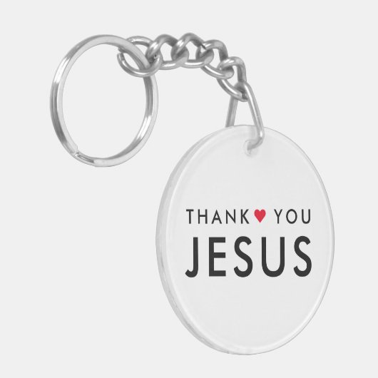 ありがとうイエス |キリストモダン教信仰ハート キーホルダー (正面左)