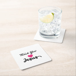 ありがとうイエス |キリストモダン教信仰ハート スクエアペーパーコースター