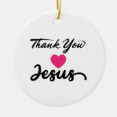 ありがとうイエス |キリストモダン教信仰ハート セラミックオーナメント (正面)