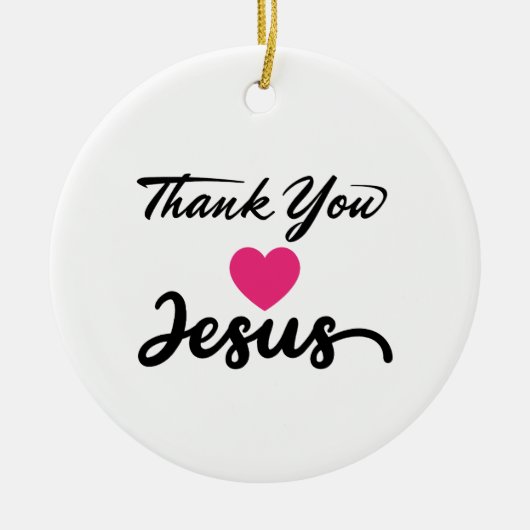 ありがとうイエス |キリストモダン教信仰ハート セラミックオーナメント (正面)