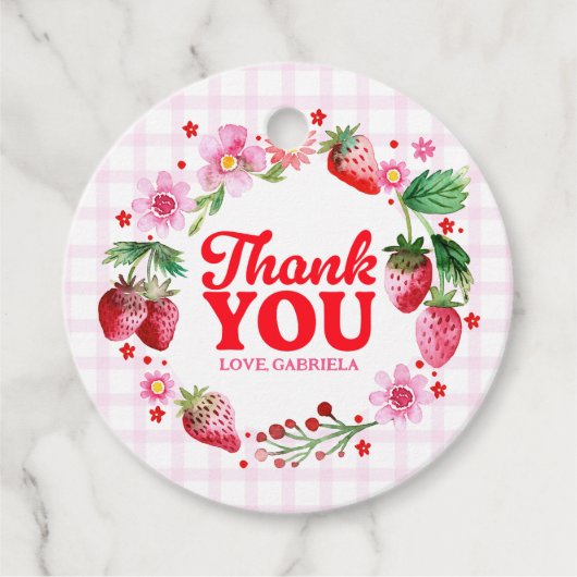 ありがとうイチゴ1歳の誕生日 フェイバータグ (正面)