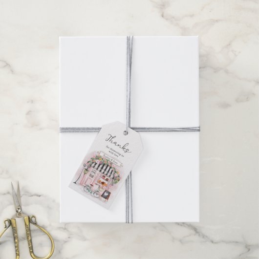 ありがとうエッフェルパリパリフランスのベイビーシャワー ギフトタグ (より糸付き)