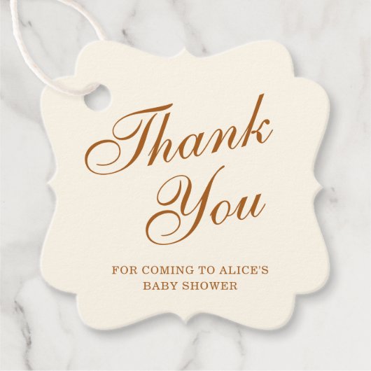 ありがとうエレガントアイボリー銅ベビーシャワー フェイバータグ (正面)