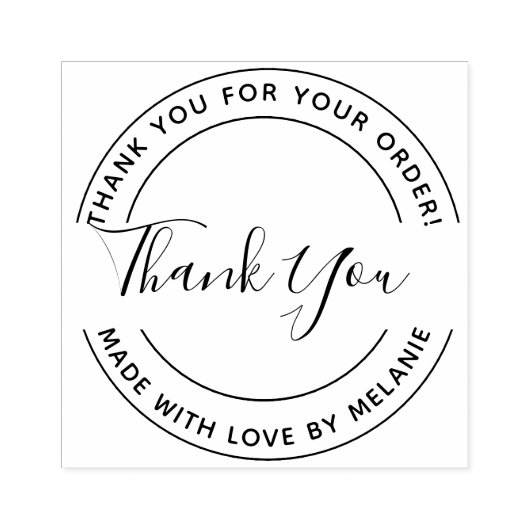 ありがとうエレガントスクリプトサークル文字InkPad & ラバースタンプ (インプリント)