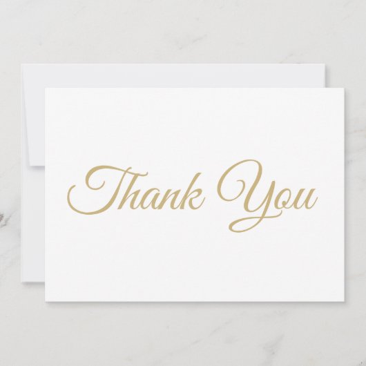 ありがとうエレガントスクリプト金ゴールドホワイトノートカード (正面)