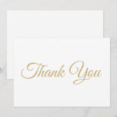 ありがとうエレガントスクリプト金ゴールドホワイトノートカード (正面/裏面)