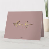 ありがとうエレガントバラ金ゴールド手書きスクリプト サンキューカード (裏面)